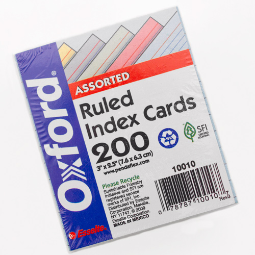 Colored, Oxford, Mini, Index Cards